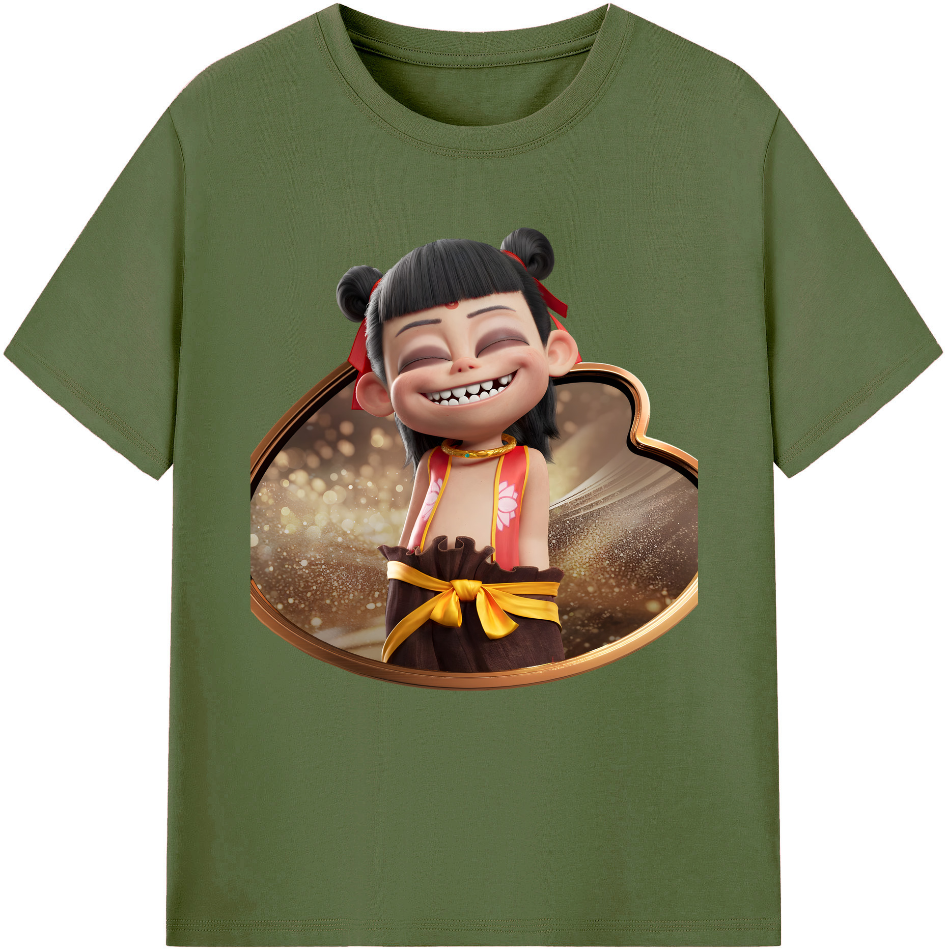 （画像用） Ne Zha 2 ナタ 魔童の大暴れ 綿100％半袖Tシャツ（フロントプリント）